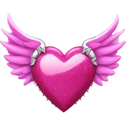 pink glittery heart with chrome spikes and angel wings sticker