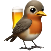 robin holding a beer sticker