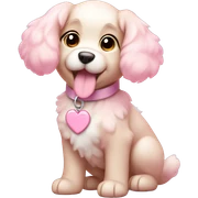 Dog "A pastel pink puppy with fluffy glowing fur, oversized floppy ears, and a collar with a shiny heart-shaped tag that radiates soft light." sticker