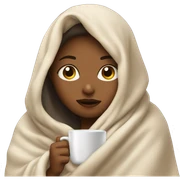 girl inside a blanket sipping coffee eyes closed sticker