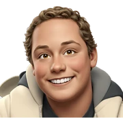 smiling boy portrait with meme sticker