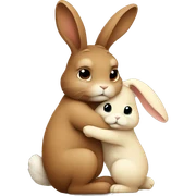 Brown bunny hugging beige bunny sticker