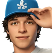 smiling boy in blue hat sticker