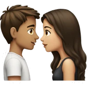Boy brunette and girl brunette kiss sticker