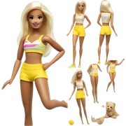 Party Time Skipper Barbie. Yellow tap shorts and tankini swimsuit  sticker