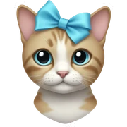 Cat wearing a light blue bow sticker