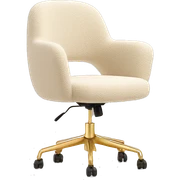 Contemporary Boucle beige  desk chair with gold legs in aesthetic style  sticker