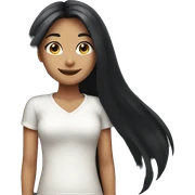 smiling girl with long black hair sticker