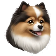 White and brown and black Pomeranian  sticker