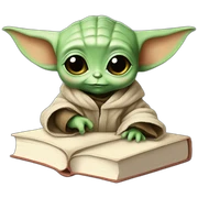 baby yoda studying on books sticker