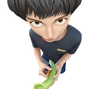 boy holding food outdoors sticker