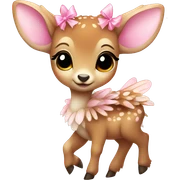 baby deer with fairy wings and a pink bow around its neck  sticker