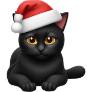 One Black cat wearing Santa hat sticker
