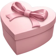 pale pink heart box, pale pink bow, filled with chocolates inside sticker