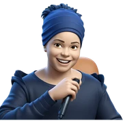 smiling boy with microphone sticker