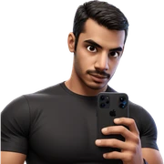 muscular man with phone indoors sticker