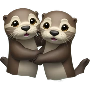 2 otters holding hands swimming  sticker