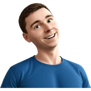 smiling boy in blue shirt sticker