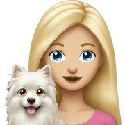 Blonde girl blue eyes holding spitz  sticker