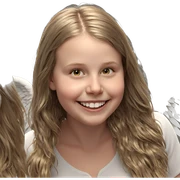 smiling girl with angelic wings sticker