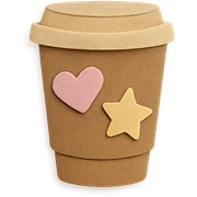 to-go coffee cup with heart and star pastel stickers sticker