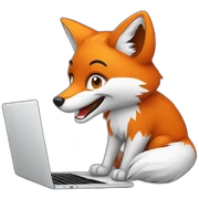 Fox with laptop sticker