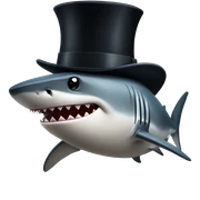 Shark with a top hat sticker