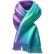 Realistic iridescent sparkle glitter winter scarf isolated. sticker