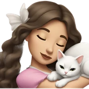 brunette Sleeping beauty girl with white kitty sticker