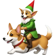 Elf riding a corgi sticker