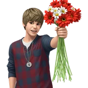 boy with flowers and tags sticker