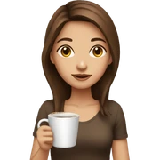 girl with brown hair and coffe  sticker