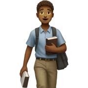 A Jehovah's witnesses boy how walking on street and carry on is Bible sticker
