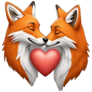 Fox kissing heart sticker