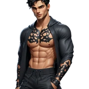 muscular boy with demon wings sticker