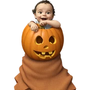 boy with pumpkin on halloween sticker