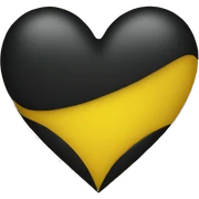 Half black and yellow heart sticker