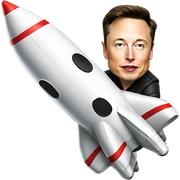 Elon Musk riding a flying space rocket sticker