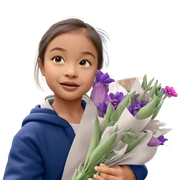 girl with purple flower indoors sticker