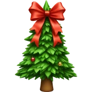 Christmas tree with red bow sticker