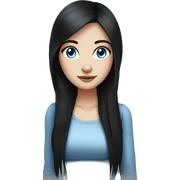 Girl fair skin, long black hair, standing , blue eyes ,beautiful girl, very hot girl sticker