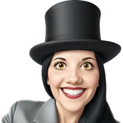 smiling girl in top hat sticker