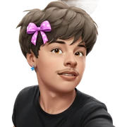 boy with ribbon and earrings sticker