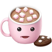 Light Pink mug of hot chocolate with marshmallows  sticker