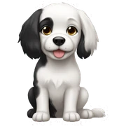 Black hair and white puppy sticker