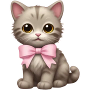 Fuzzy baby cat with light pink bow sticker