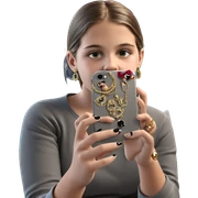 girl taking selfie with jewelry sticker