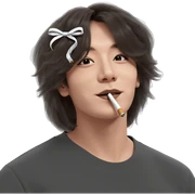 girl with cigarette and ribbon sticker