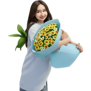 smiling girl with flower bouquet sticker