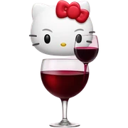 Hello Kitty drinking red wine sticker